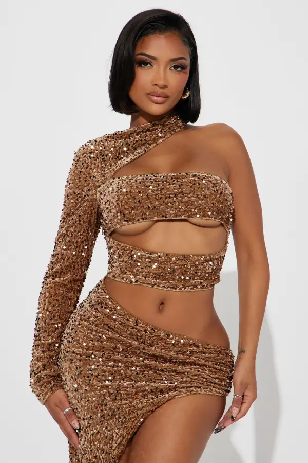 Sydney Sequin Gown - Mocha