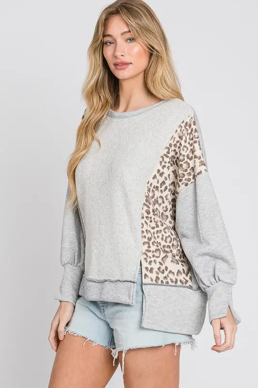 Tawny Kay Leopard Top Grey | URBAN ECHO SHOP