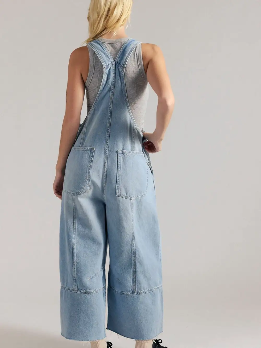 Classic Denim Wide Leg Overalls