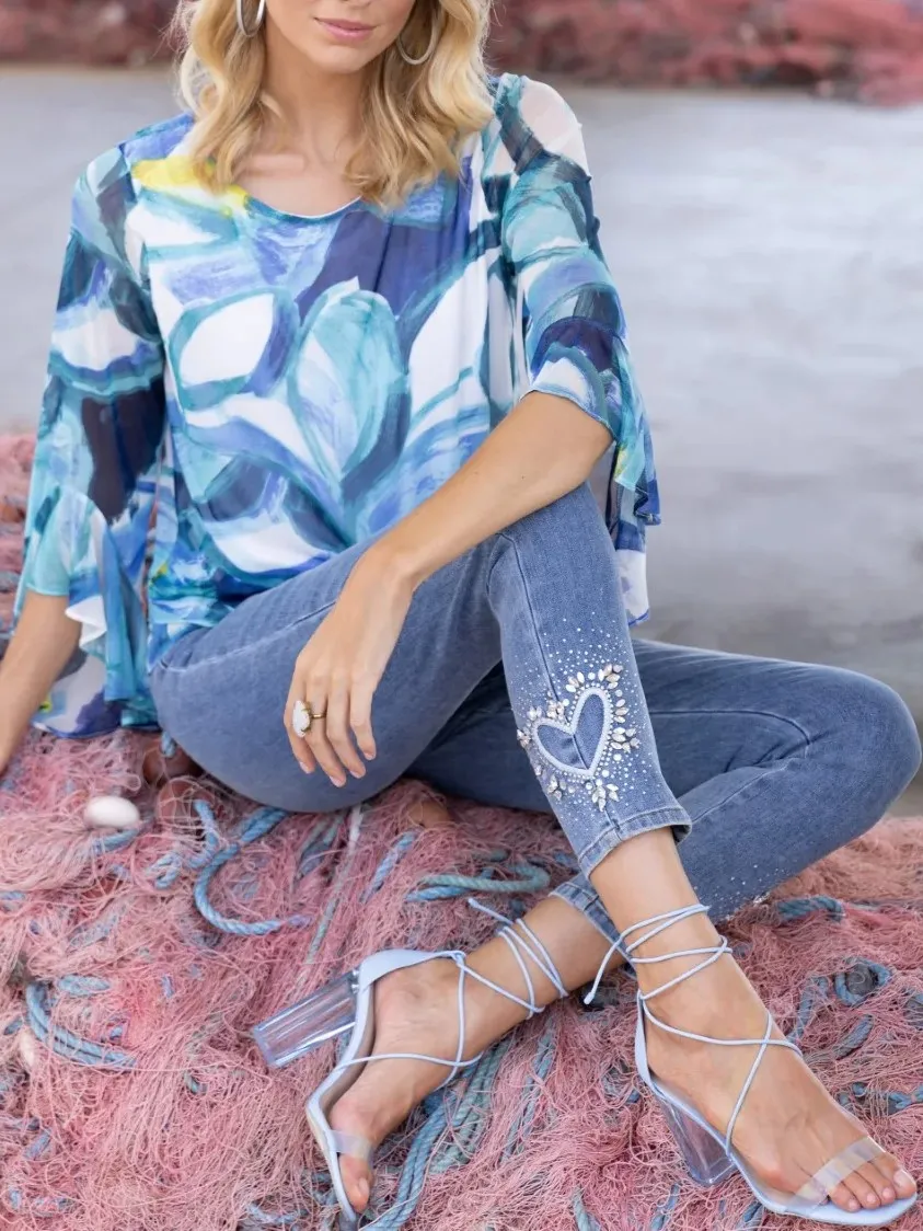 Light Blue Denim Button - Front Jeans