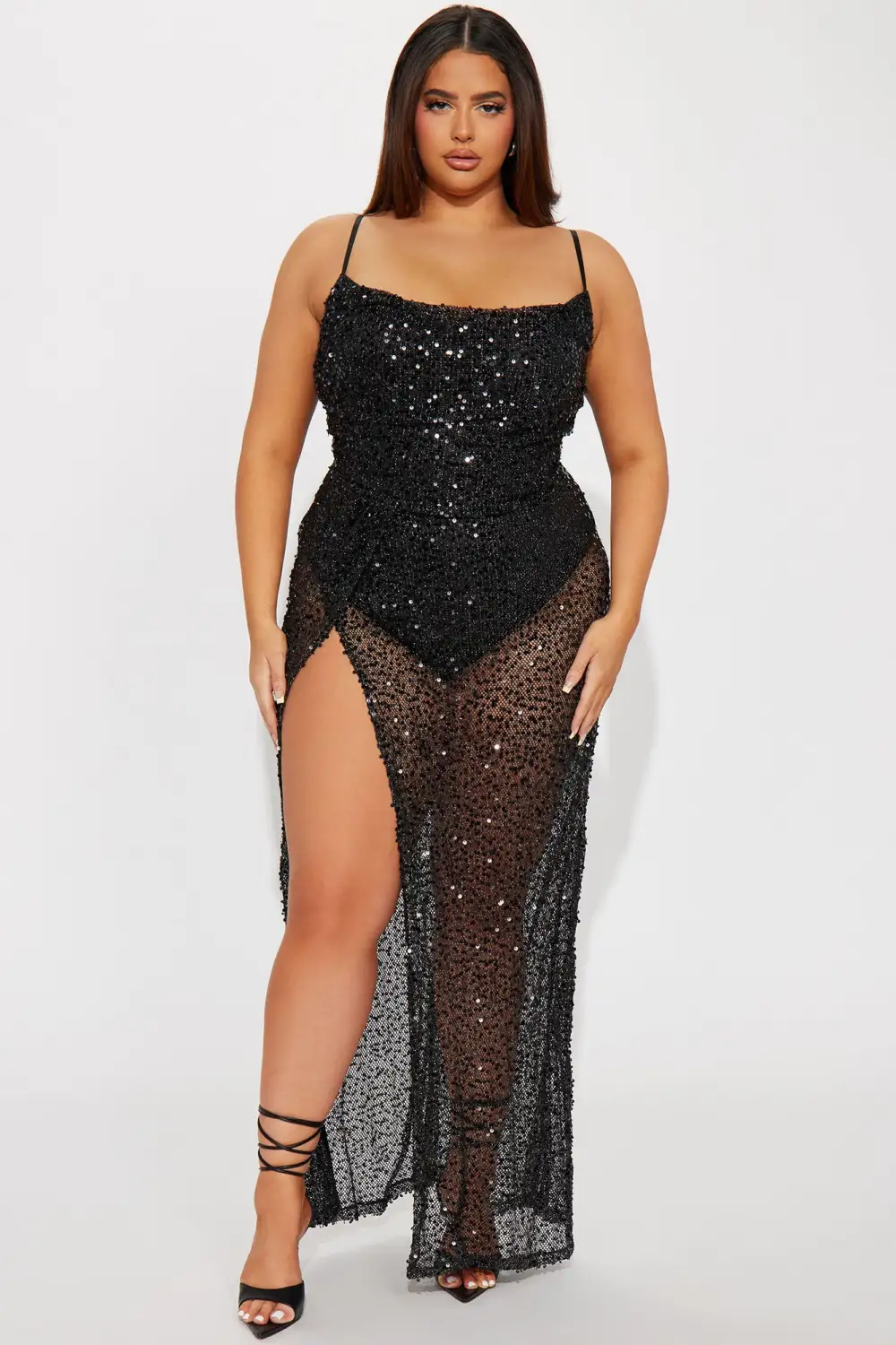 Monica Sequin Maxi Dress - Black