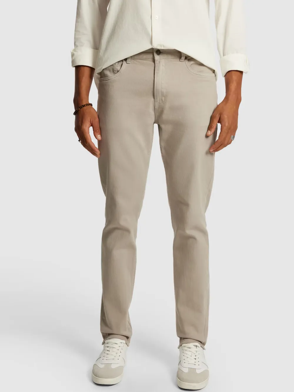 Khaki Slim Fit Cotton Trousers