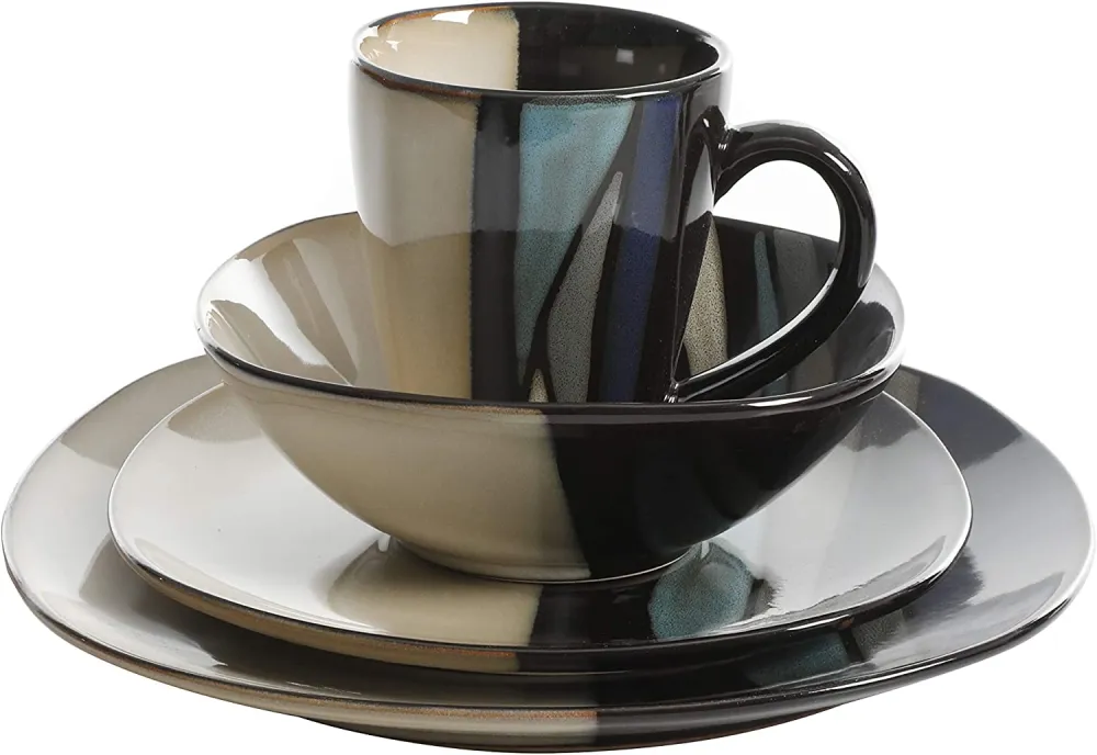 Gibson Elite Althea Reactive Dinnerware Set, 16 Pc, Teal