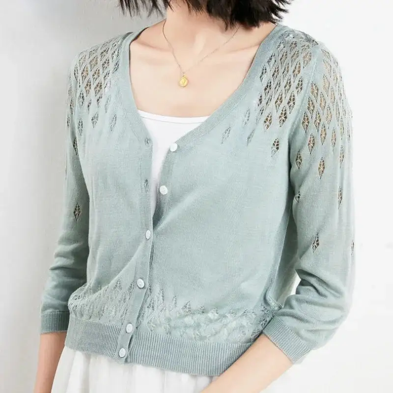 Ice Silk V-Neck Cardigan