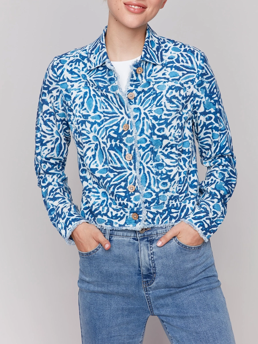 Women's Linen Jacket With Artistic Design
