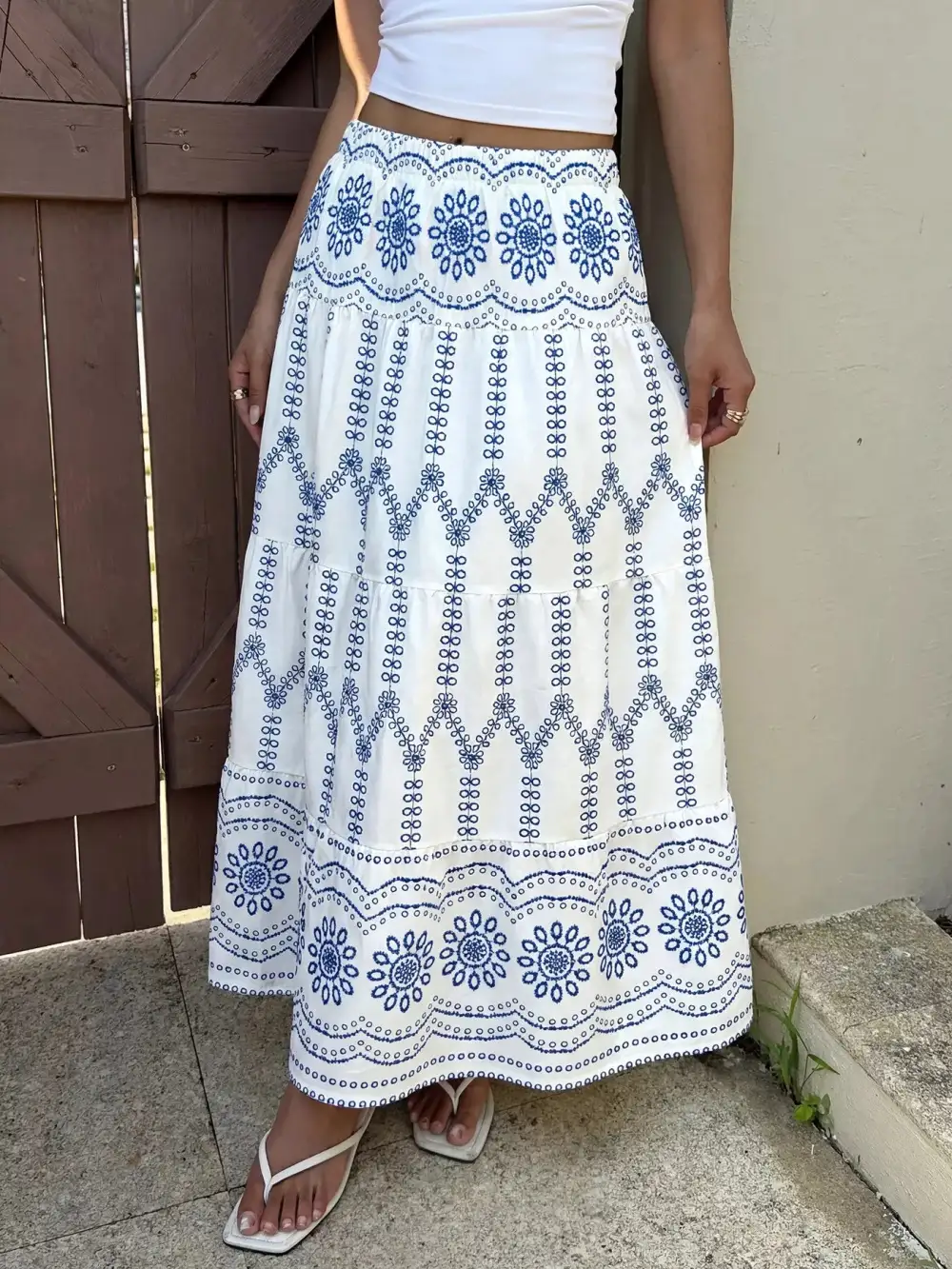 Chic Smocked Printed Skirt