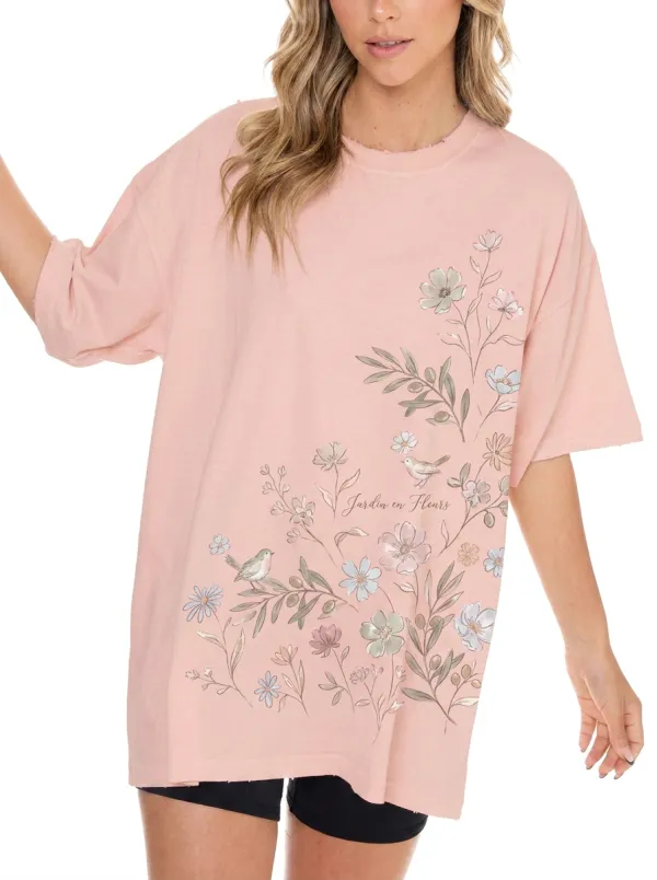 Women's Botanical Garden Bird Jardin en Fleurs Printed T-shirt