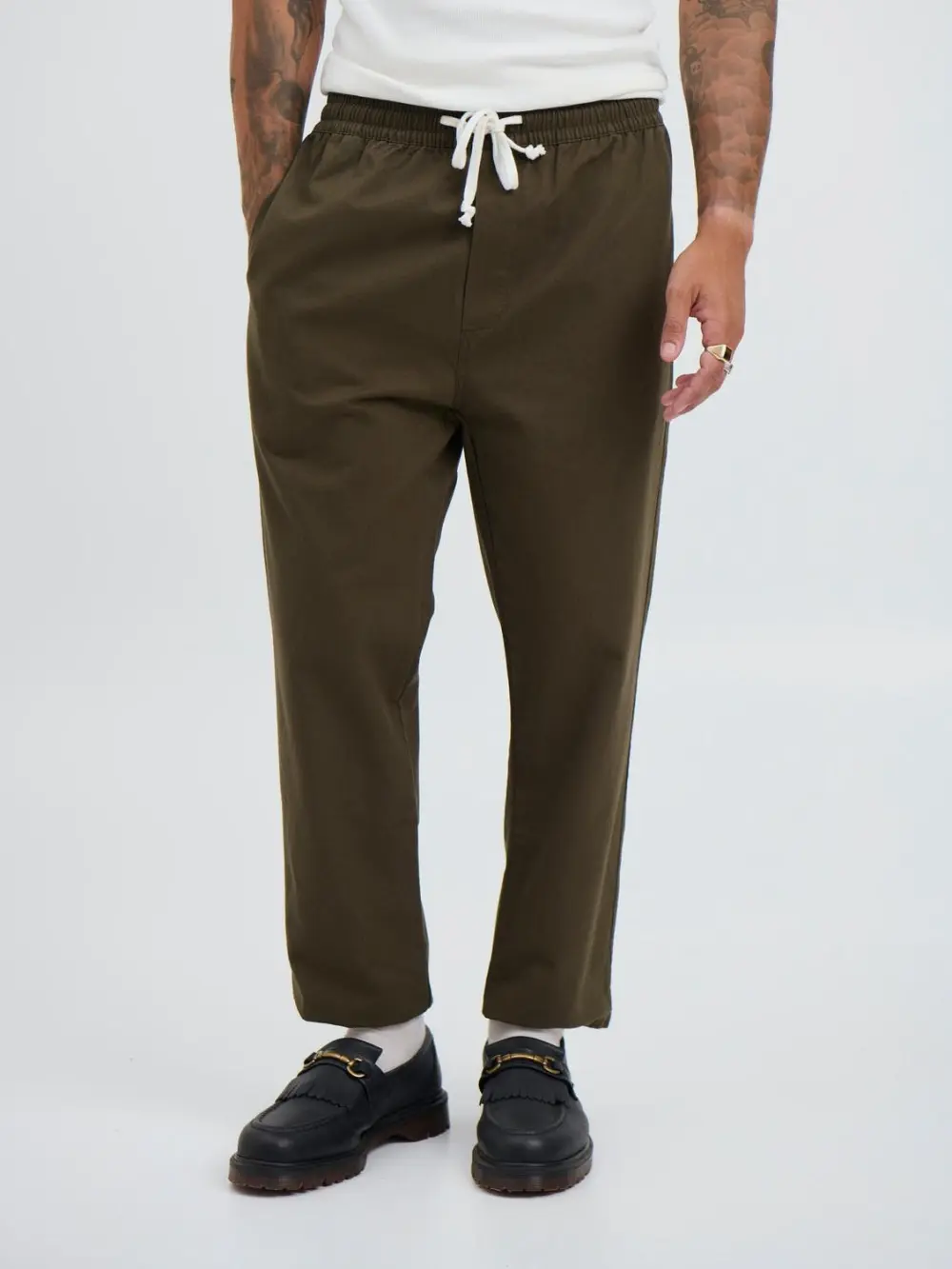 Simple And Comfortable Slim Olive Green Pant
