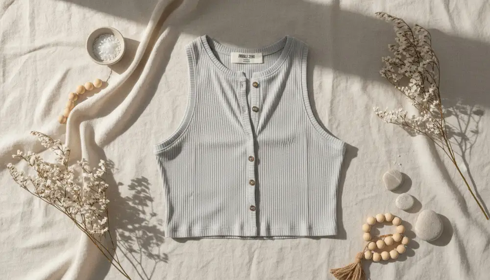 Button Front Sleeveless Crop Shirt