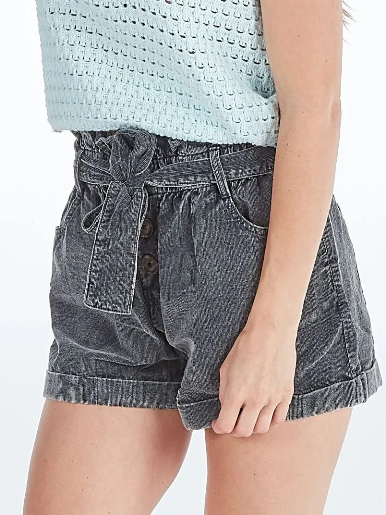 Roomy Cotton Blend Button Detail Casual Shorts