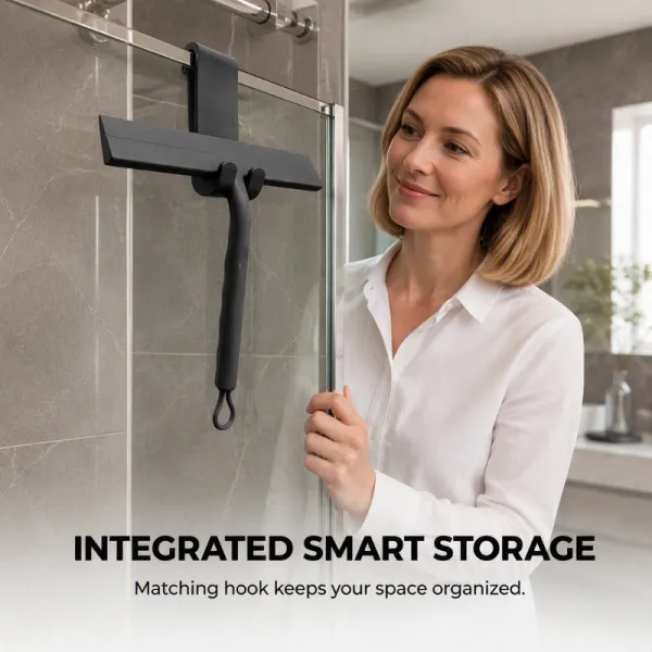 🧼 Silicone Shower Squeegee with Hook – Glass & Bathroom Cleaner ✨