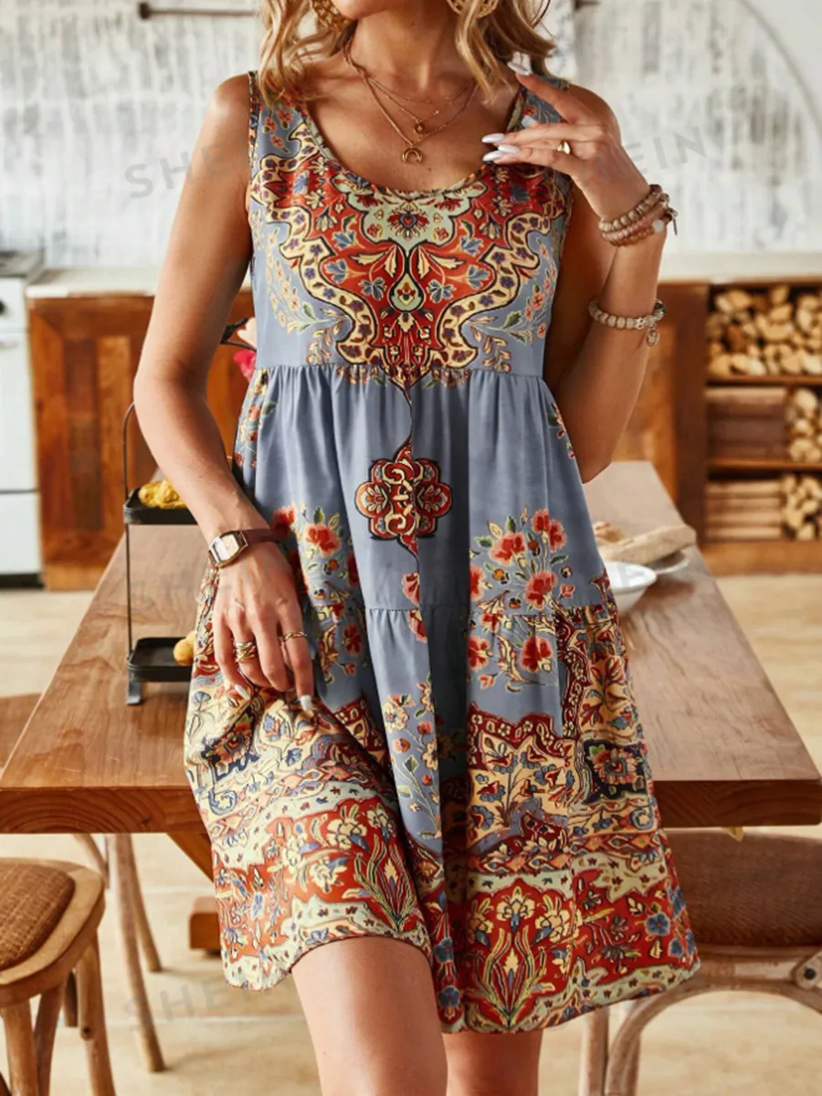 Sleeveless Printed Fashion Dress