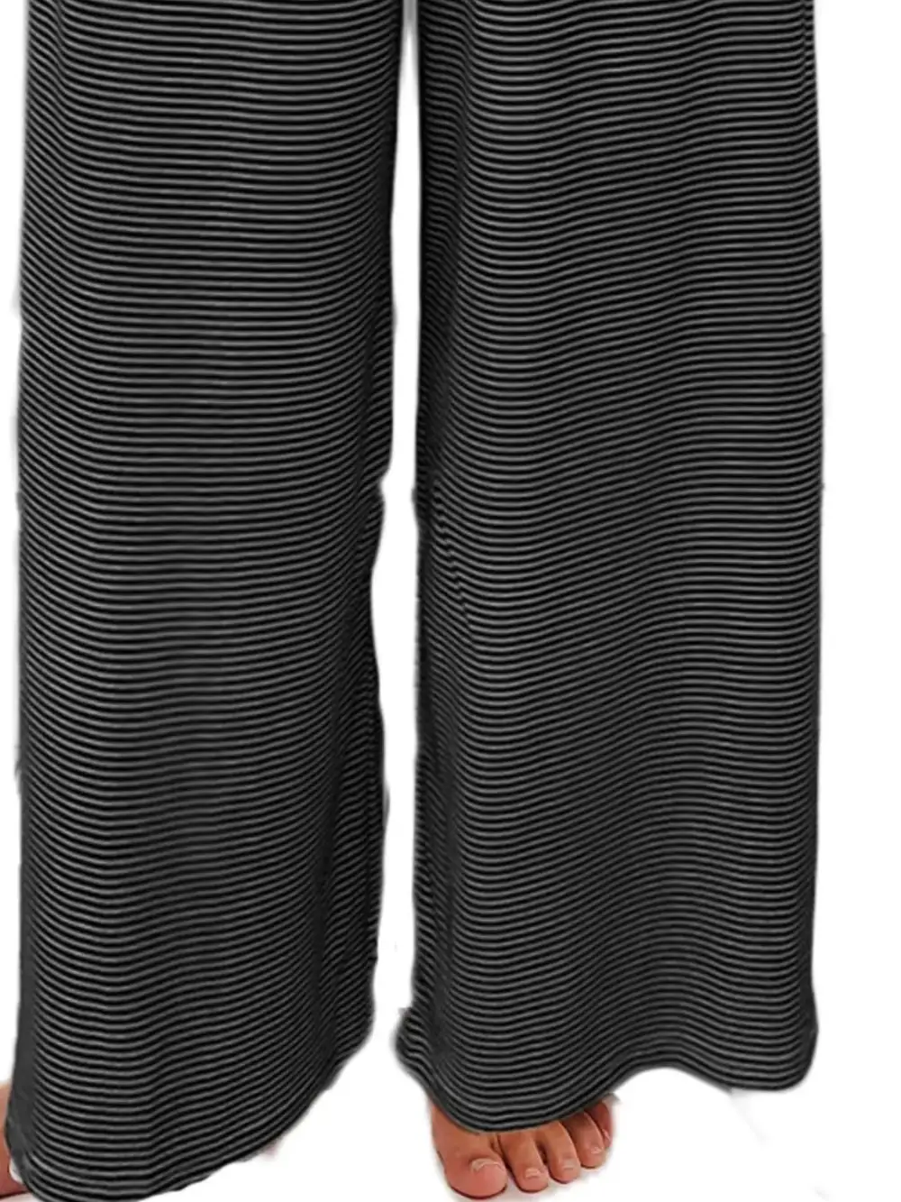 Relaxed Drawstring Striped Wide Leg Pants