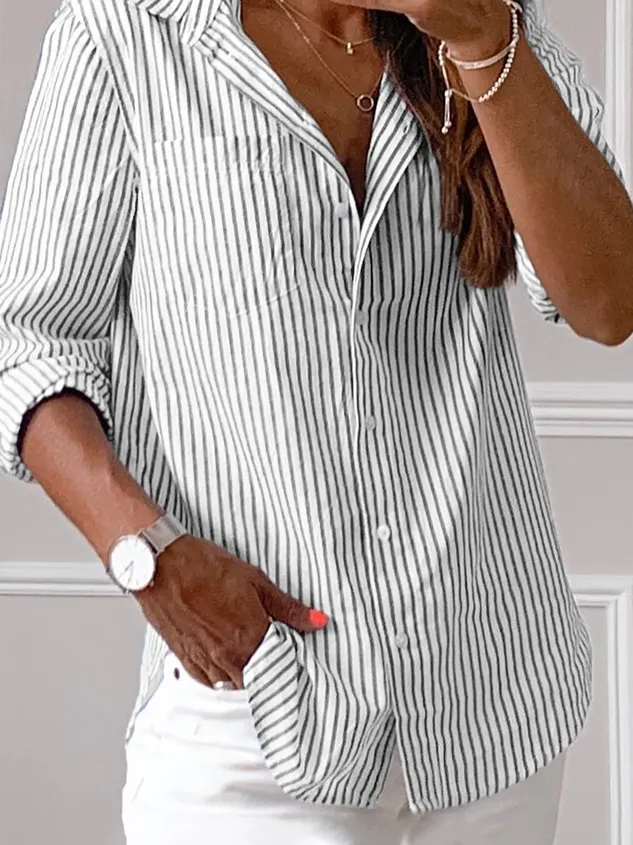 Striped Casual Long Sleeve Blouse