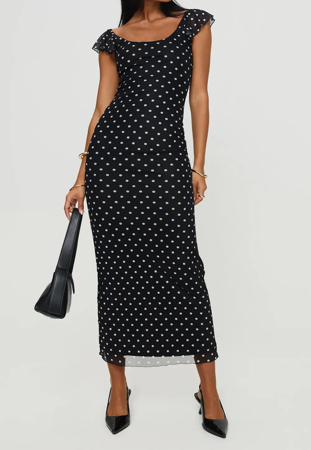 Soft Formal Mesh Maxi Dress
