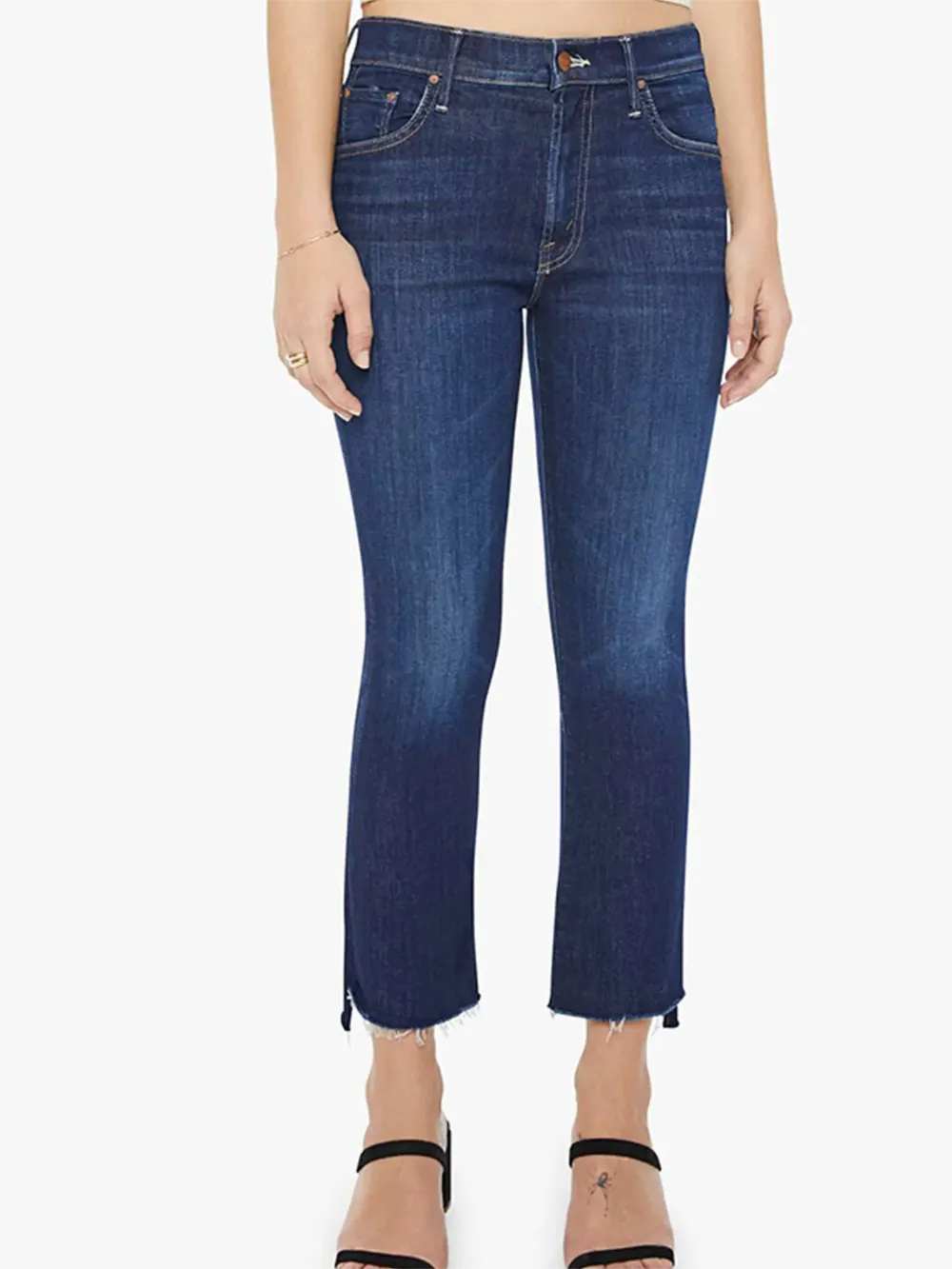 High Rise Straight Leg Destructed Jeans