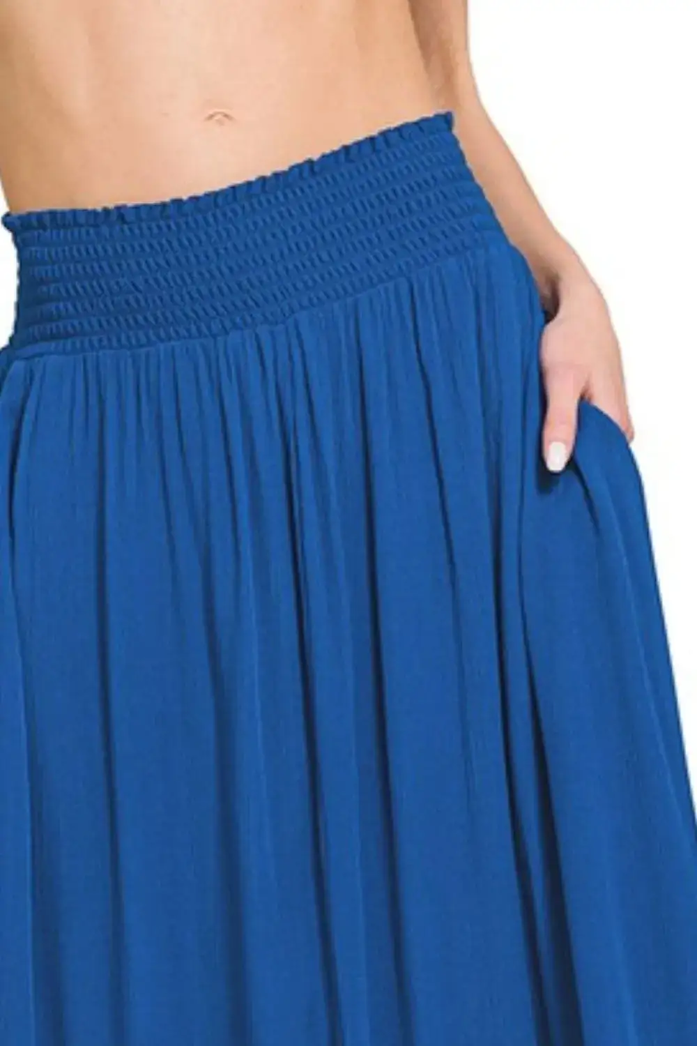 Easygoing Smocked Pocket Maxi Skirt