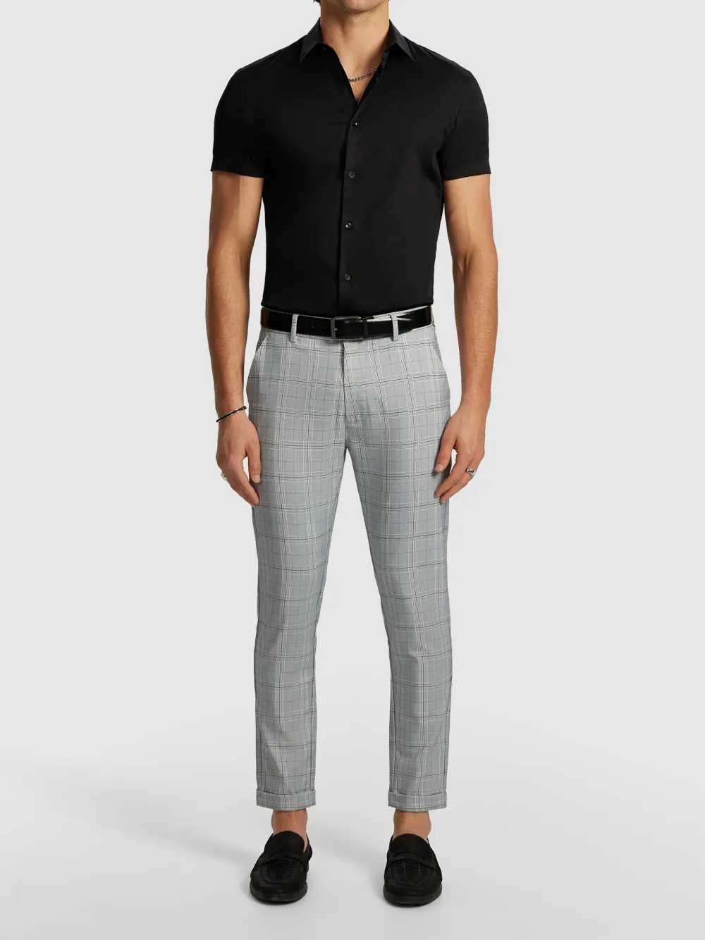 Black Slim Fit Muscle Short Sleeve Shirt