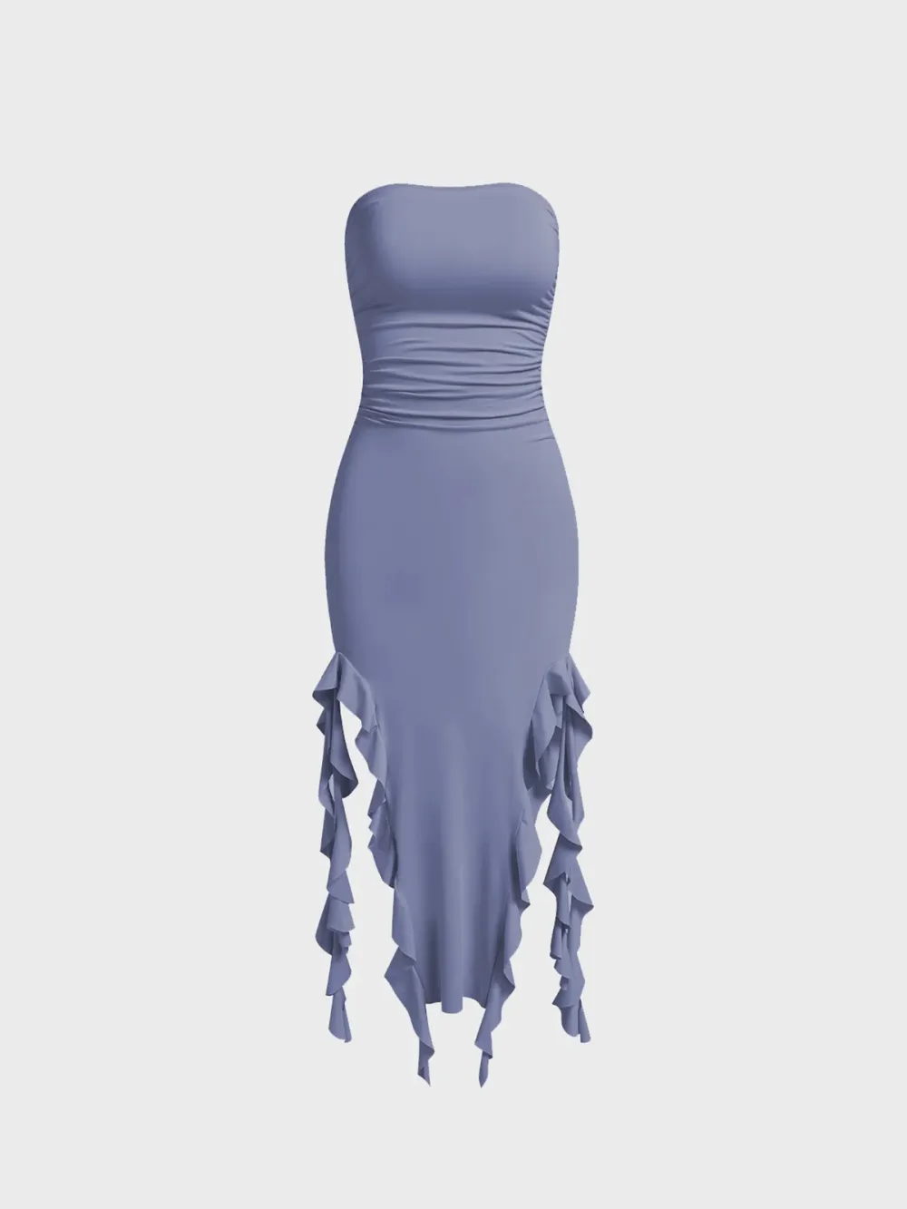 Y2K Black Ruffles Tube Dress Midi Dress