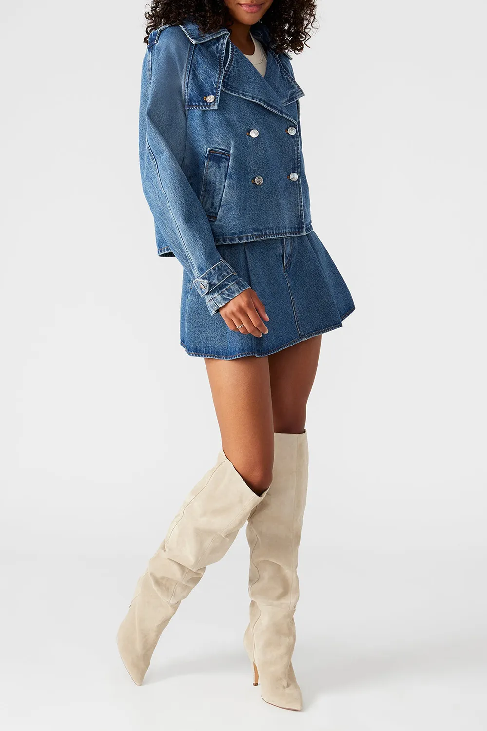 CROPPED TRENCH JACKET LIGHT GREEN