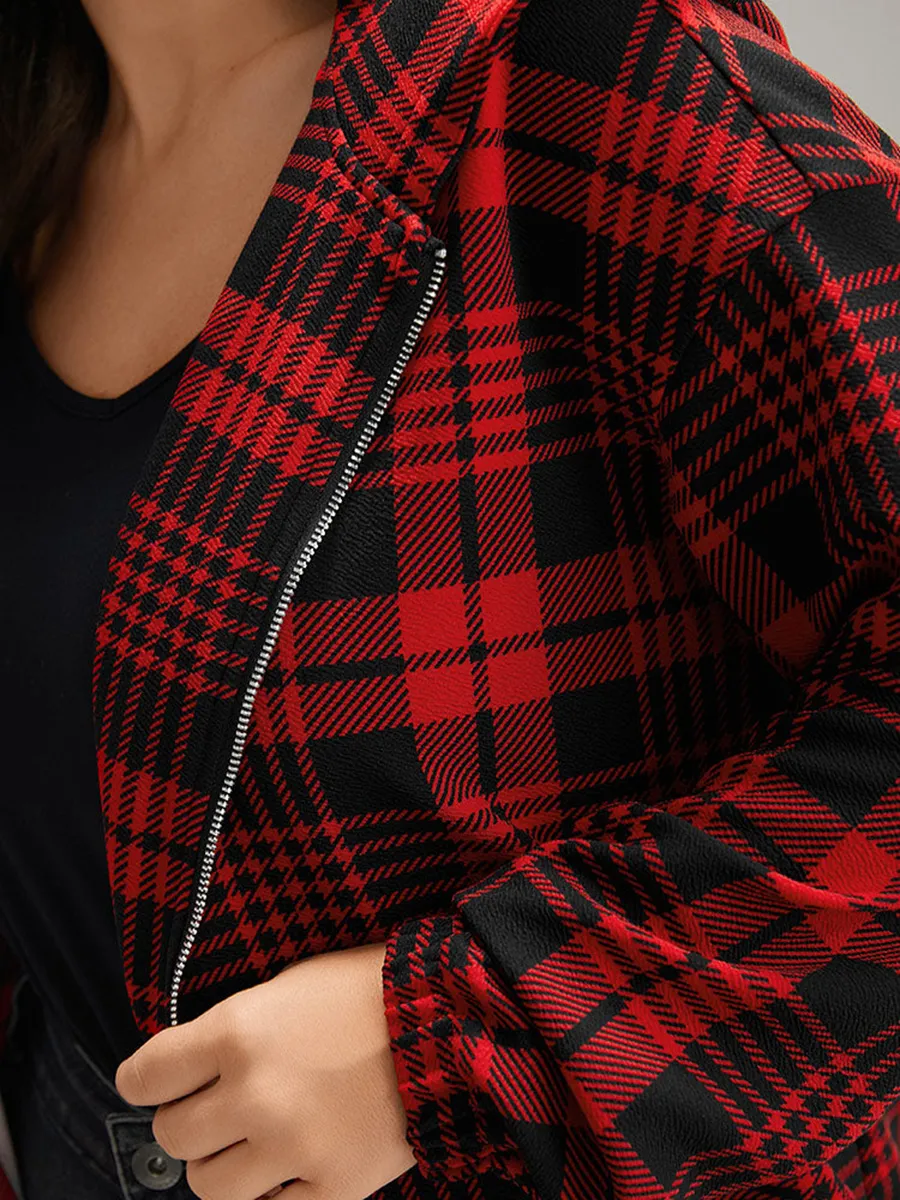 Red plaid hooded coat