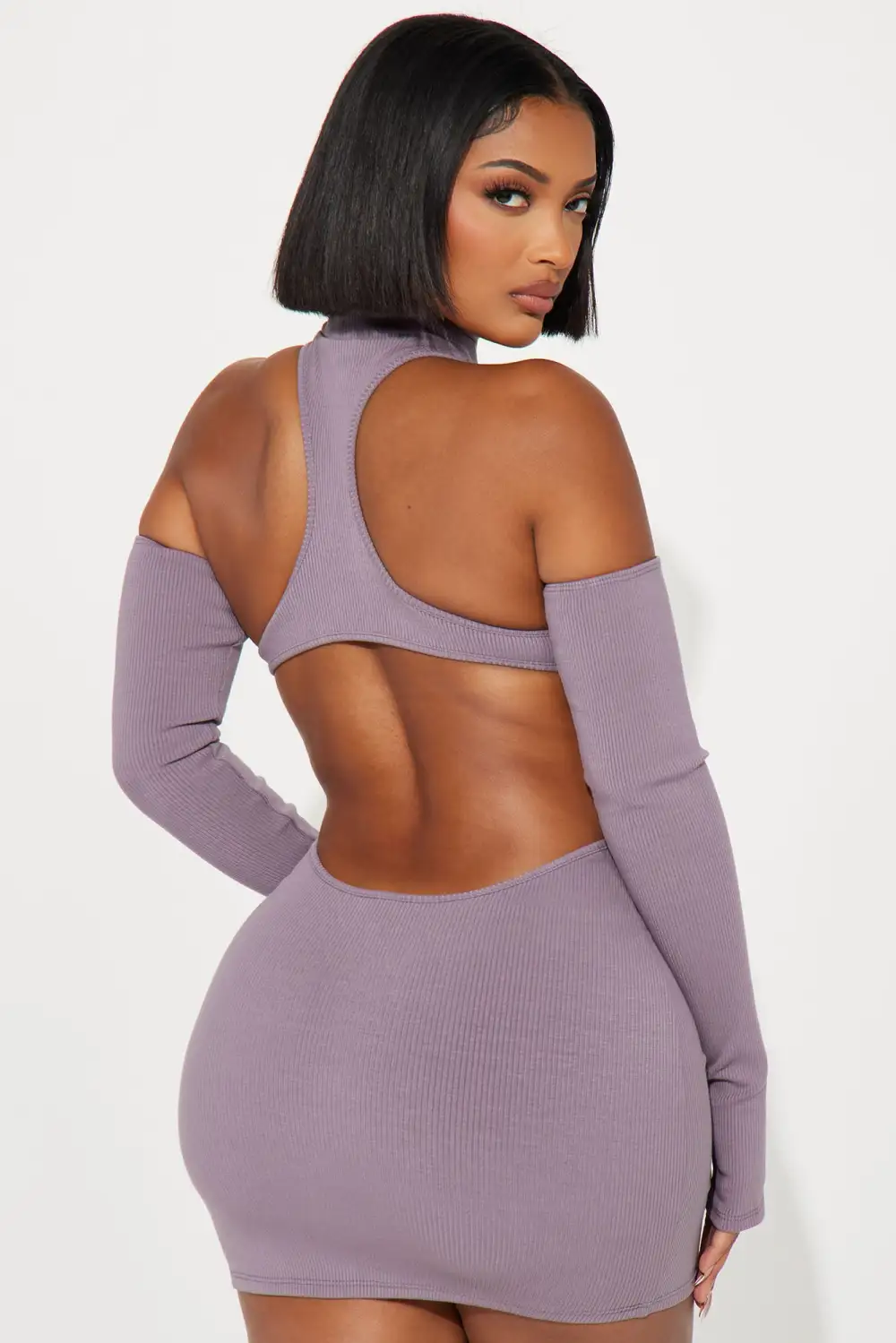 Nia Snatched Mini Dress - Bark Brown