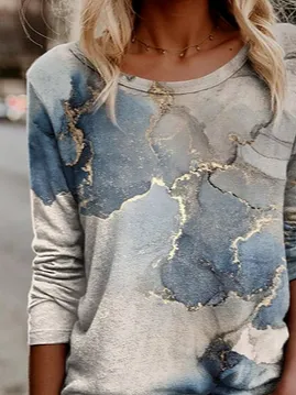 Floral Print Crew Neck Casual Long Sleeve T-Shirt