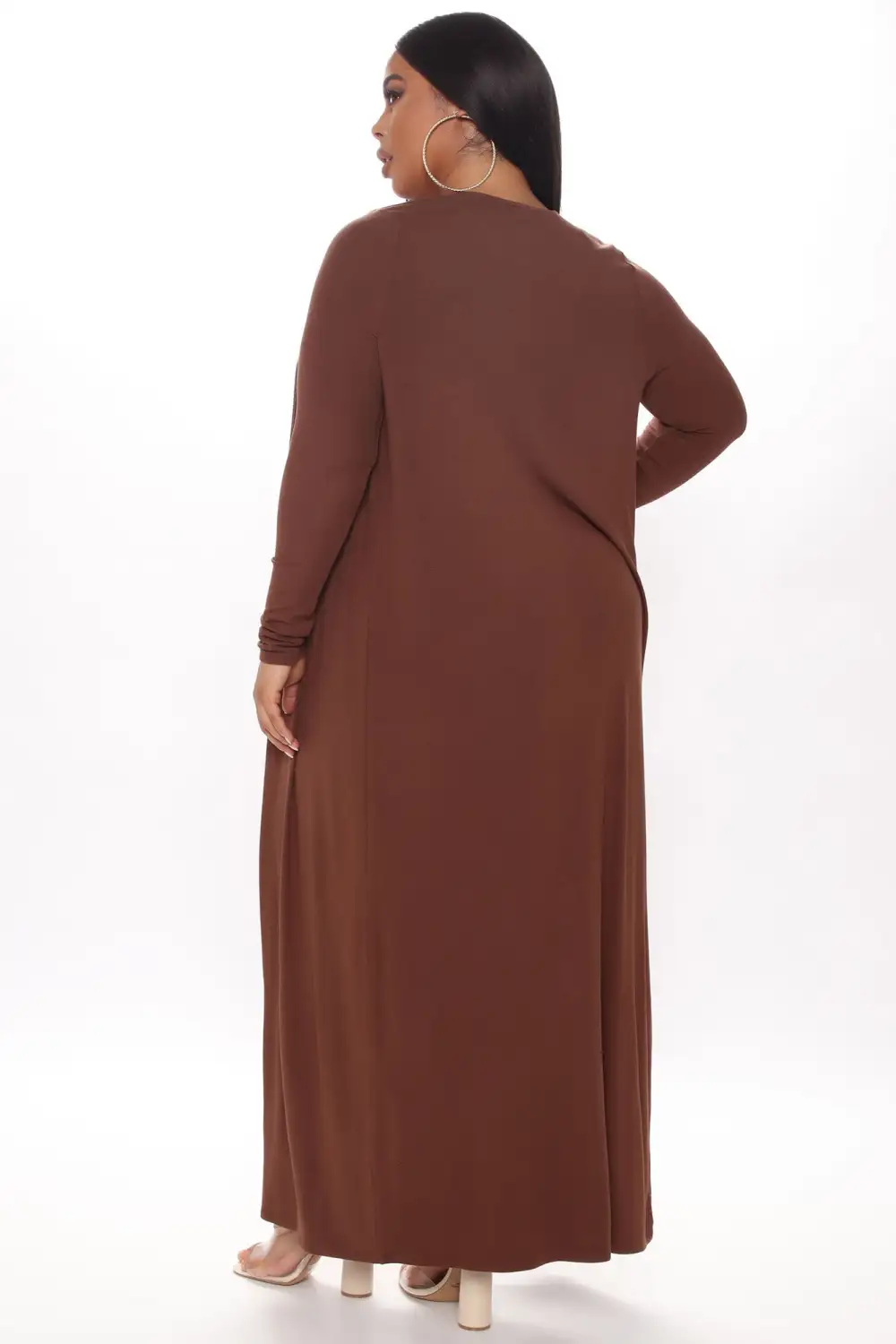 Satisfied Ribbed Maxi Dress Set - Brown