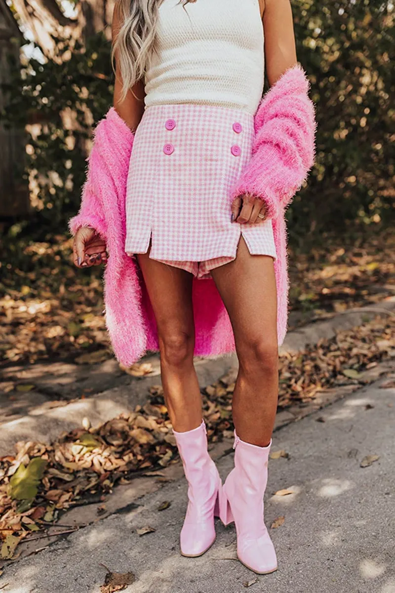 High Waist Slim Fit Fashionable Plaid Skirt