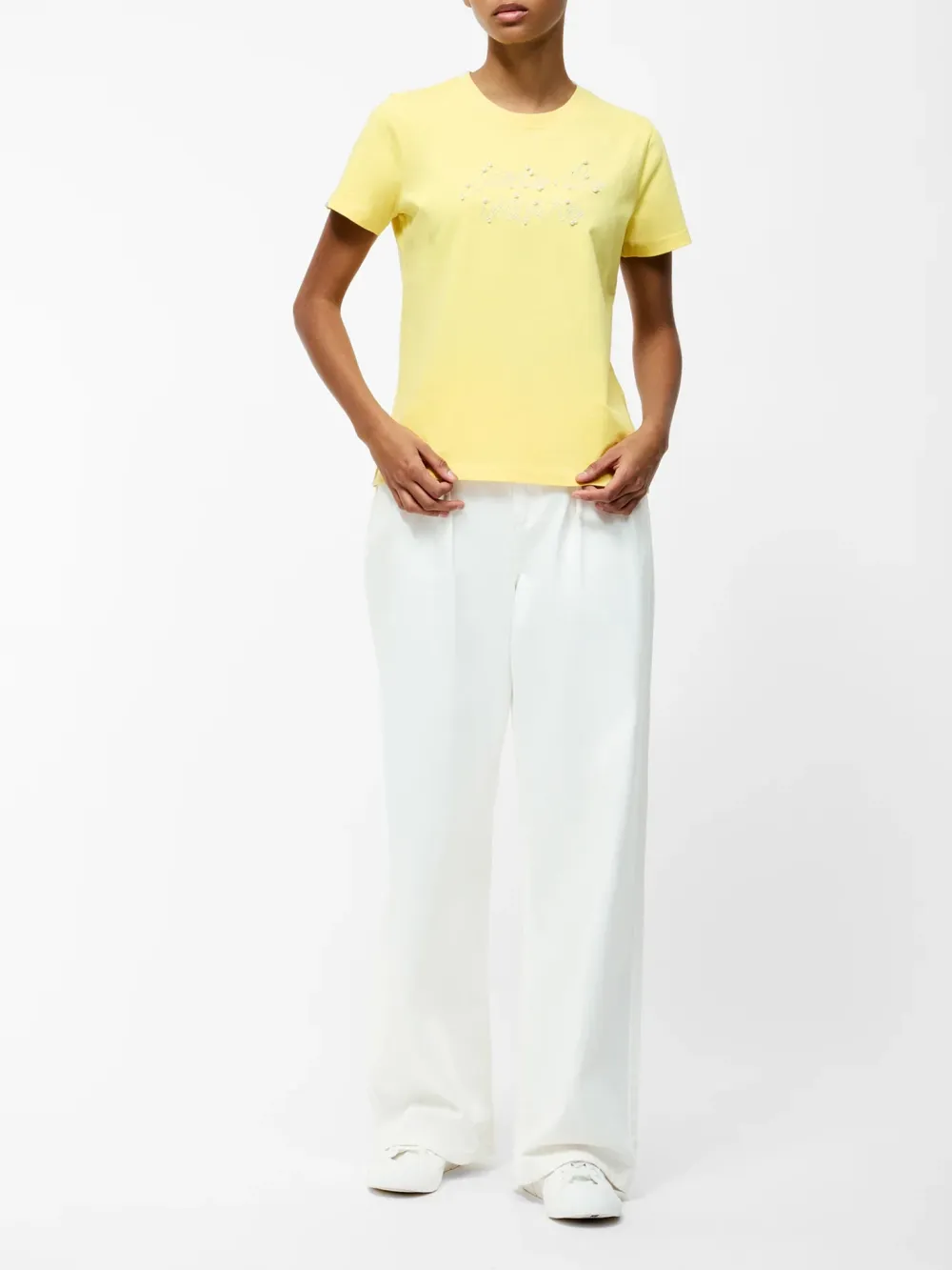 Creative Art Beaded Round Neck Short Sleeves