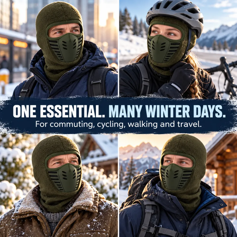 Winter Knight Thermal Anti-Fog Balaclava Full Face Mask, Windproof Soft Hood for Motorcycle Riding Skiing Outdoor Sports