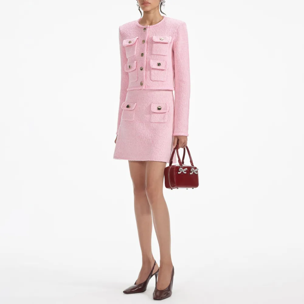 Pink Melange Merino Knit Skirt