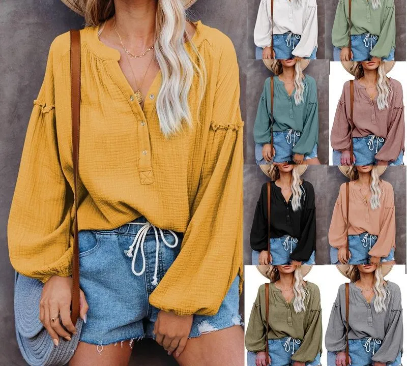 Button-Front V-Neck Knit Top