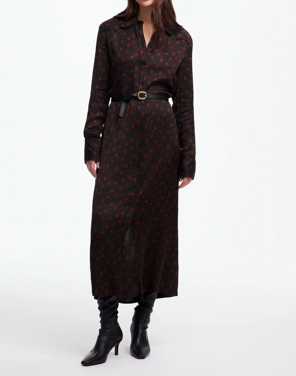 Button-Front Maxi Dress in Floral