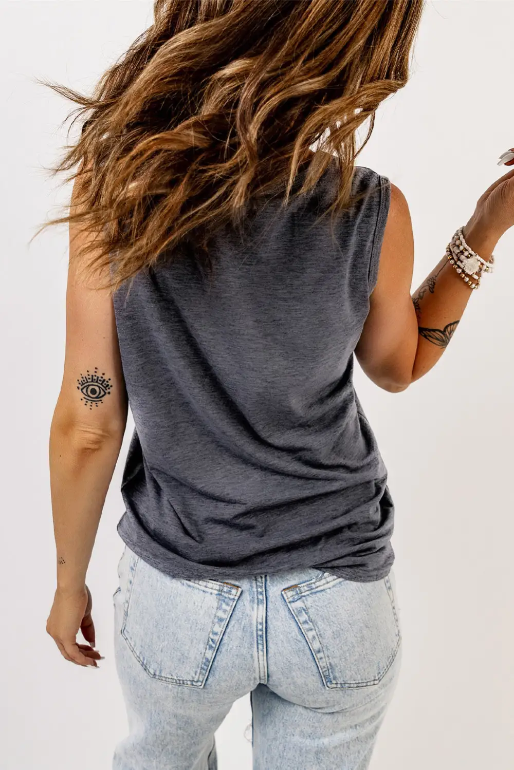 Floral Printed Ripped Crewneck Tank Top