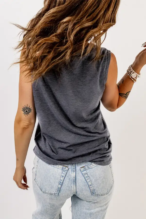Floral Printed Ripped Crewneck Tank Top