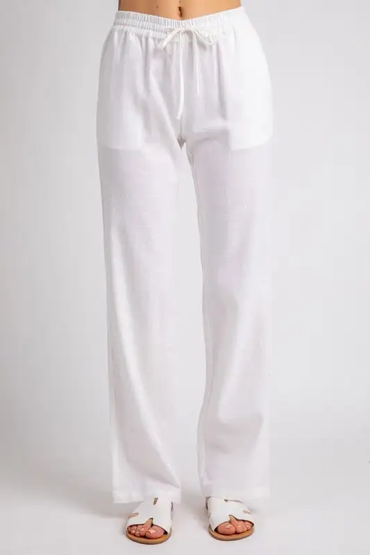 Modern Roomy Linen Blend Smocked Casual Pants