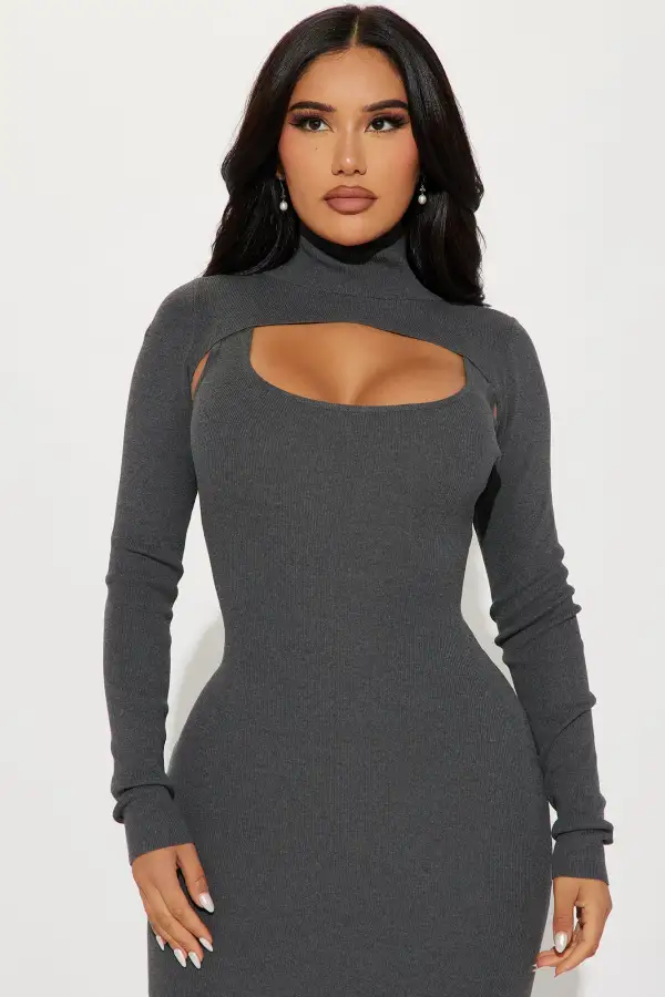 Allison Sweater Maxi Dress - Charcoal