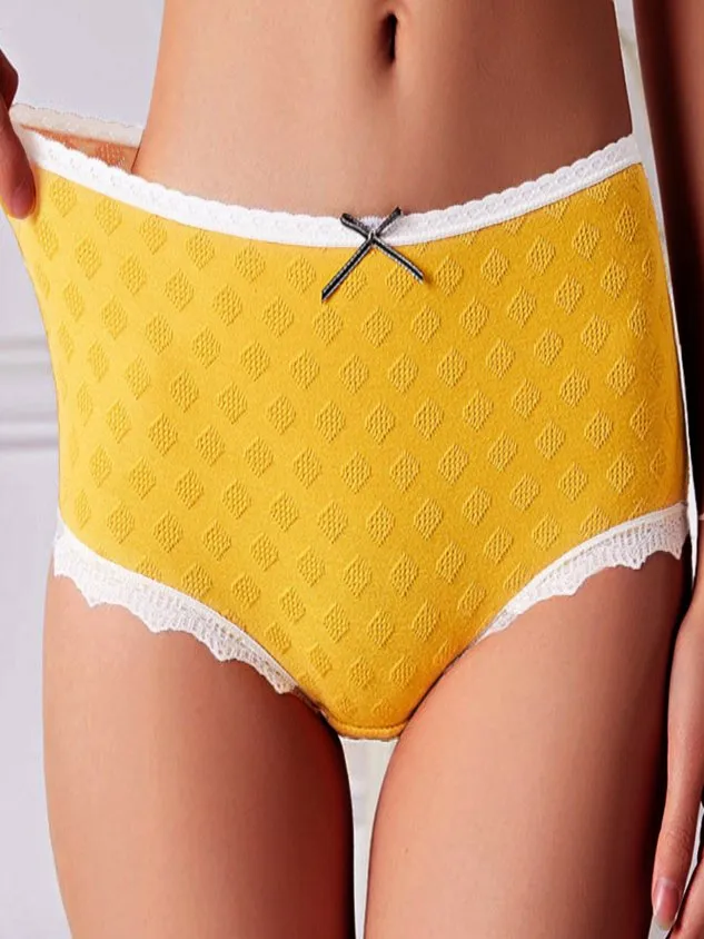 Bow Lace Edge Casual Plain Panty