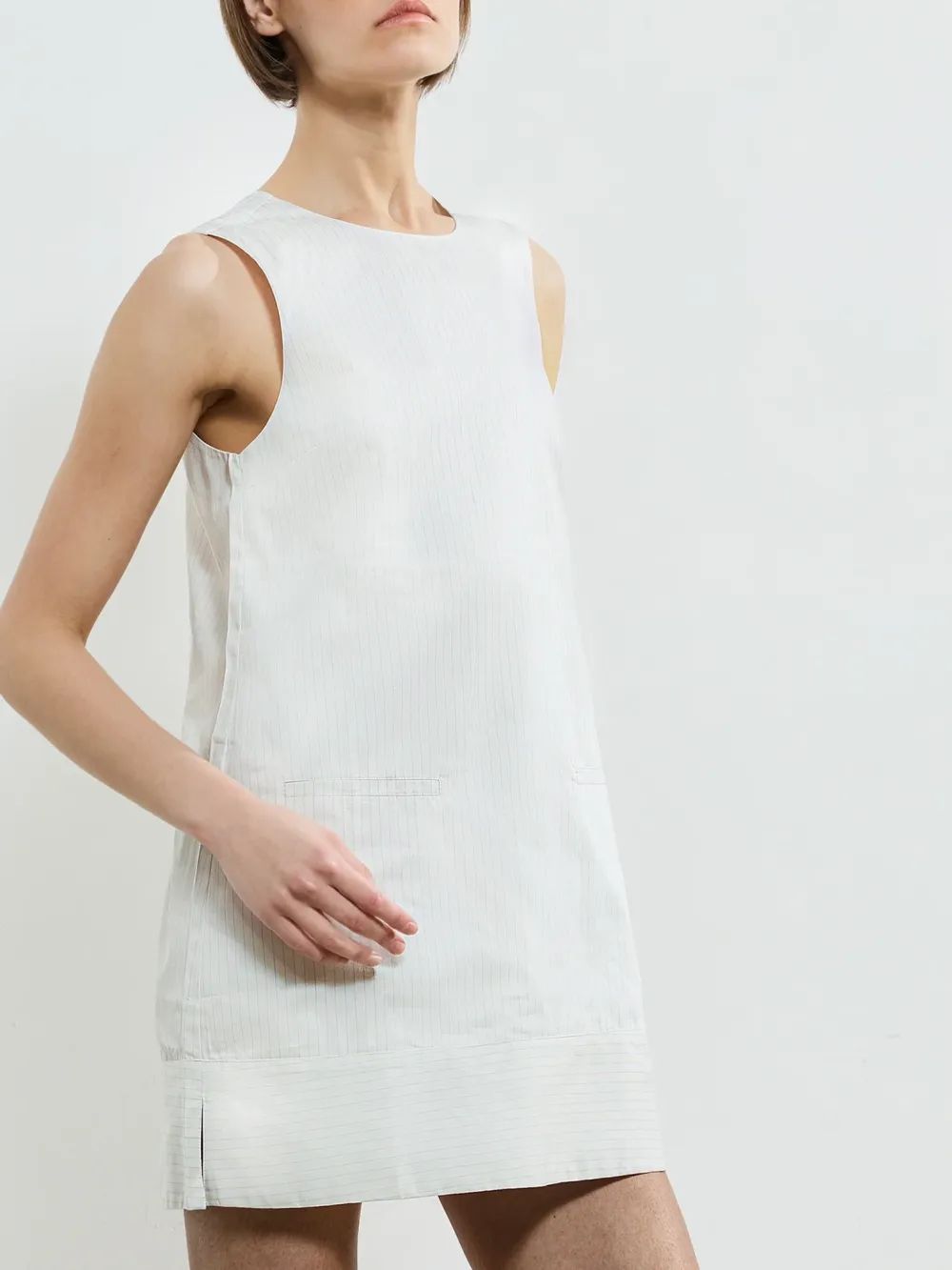 Simple Striped Round Neck Sleeveless Dress