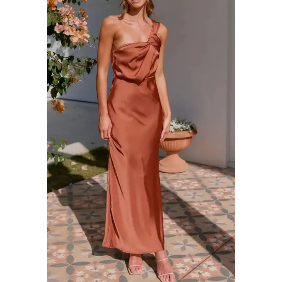 One Shoulder Sleeveless Maxi Dress