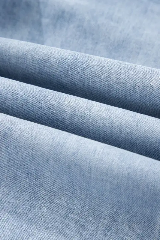 Denim Raw Hem Drawstring Wide Leg Pants