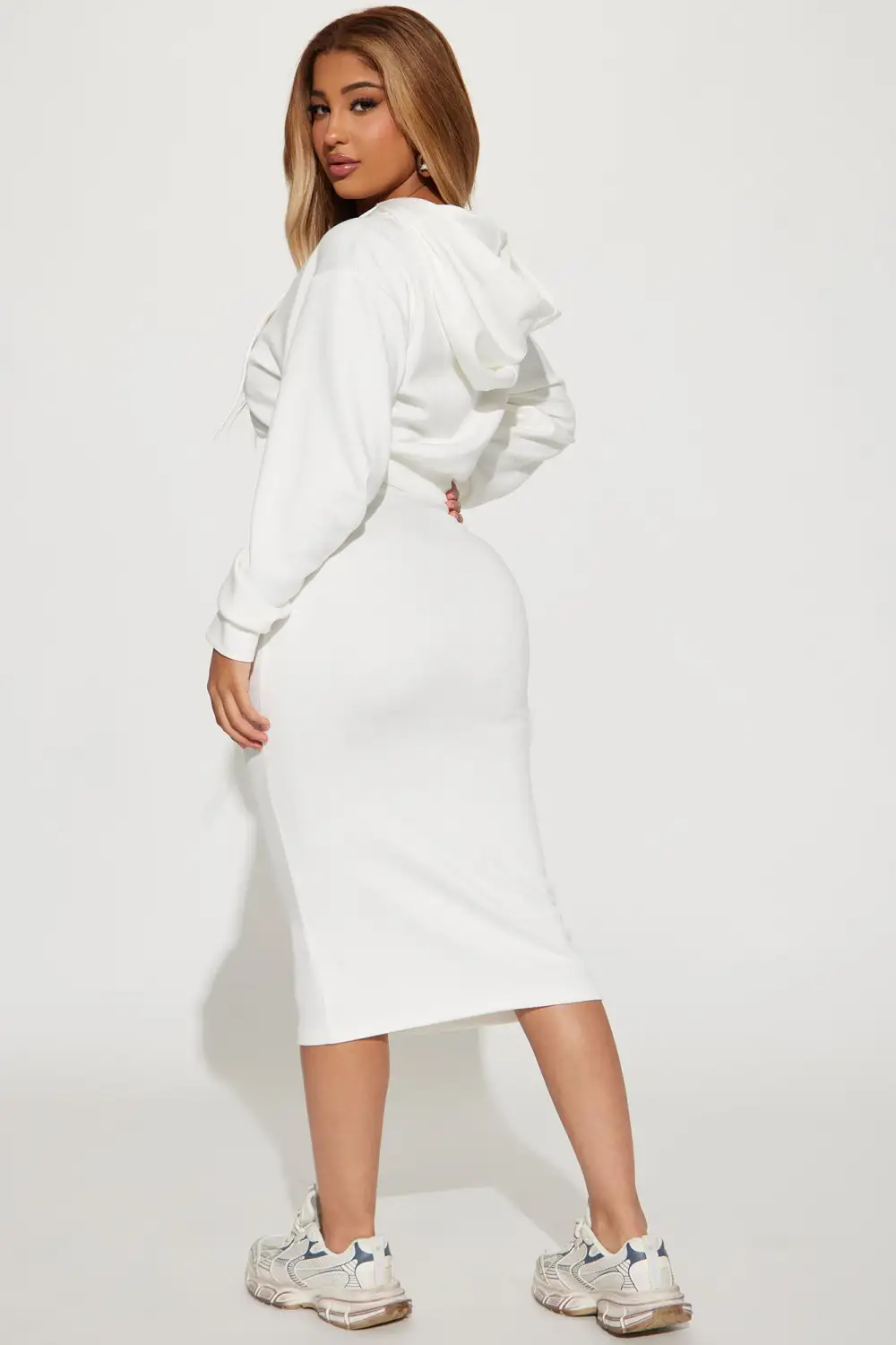 Quinn Sweater Midi Dress Set - White