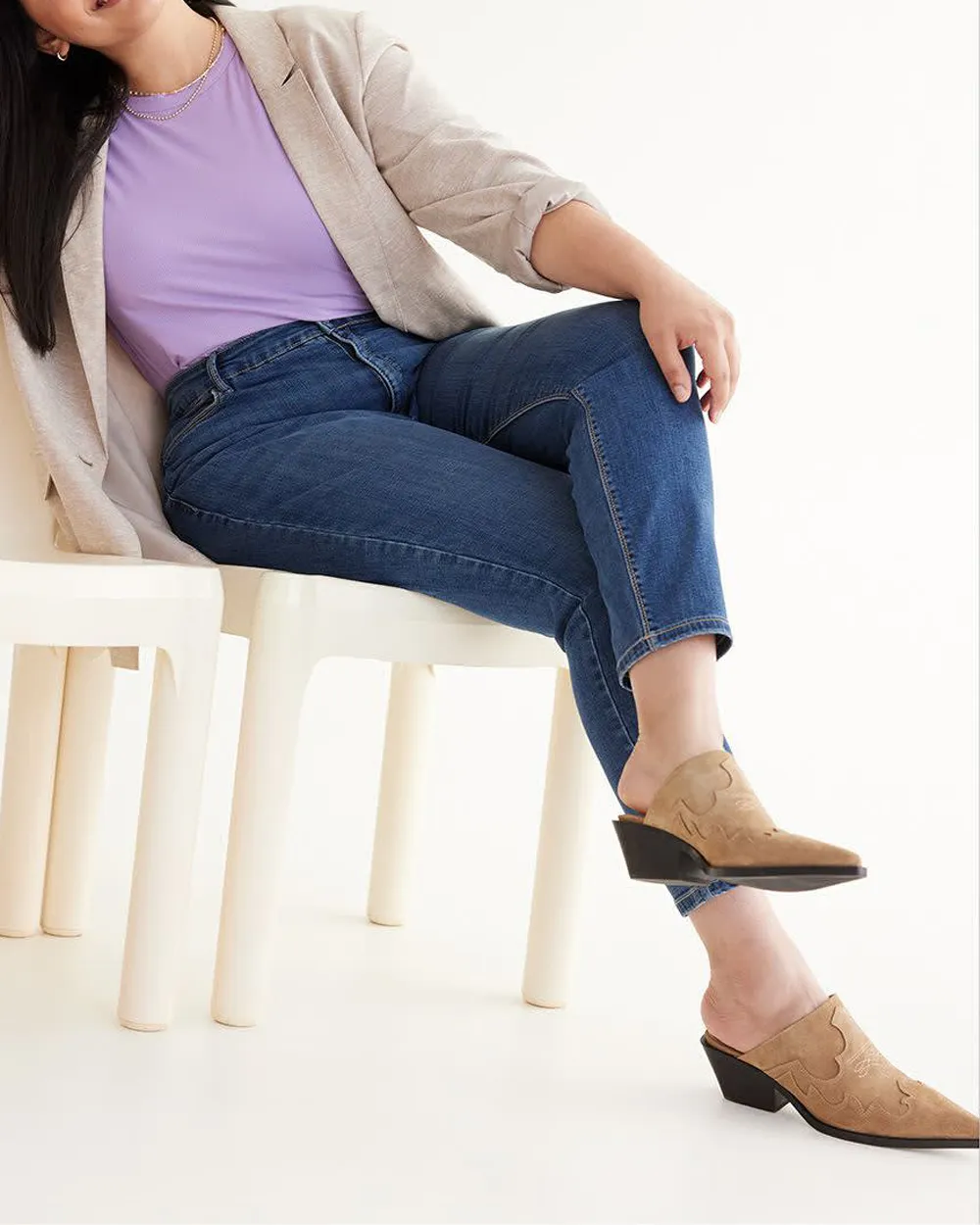 Medium Denim Skinny-Leg High-Rise Jean