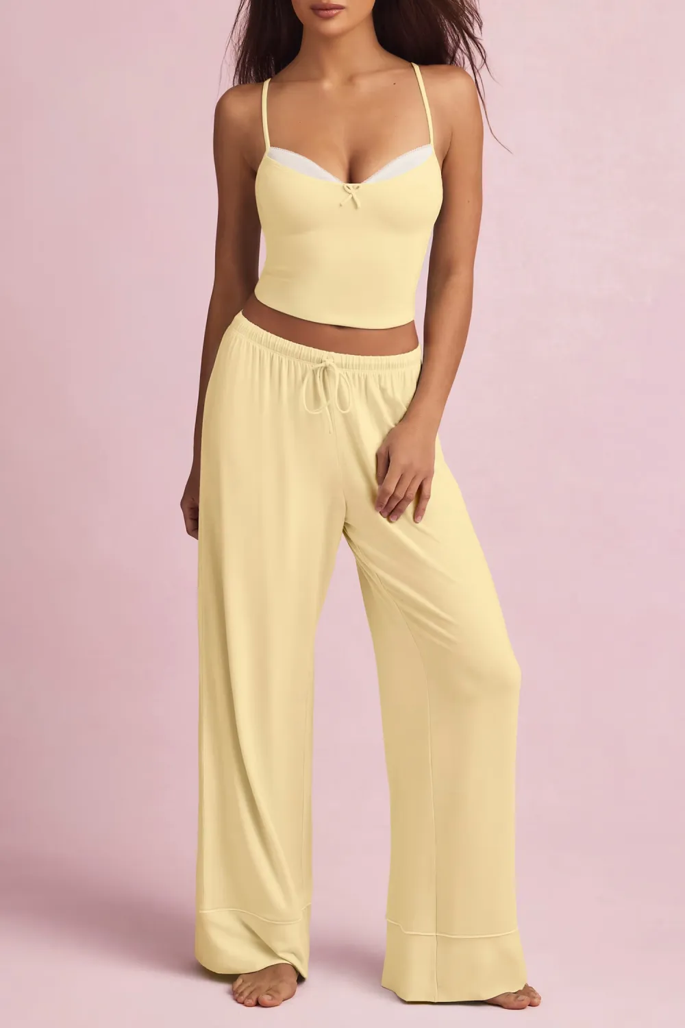 Relaxed Fit Elastic Waist Loose Trousers