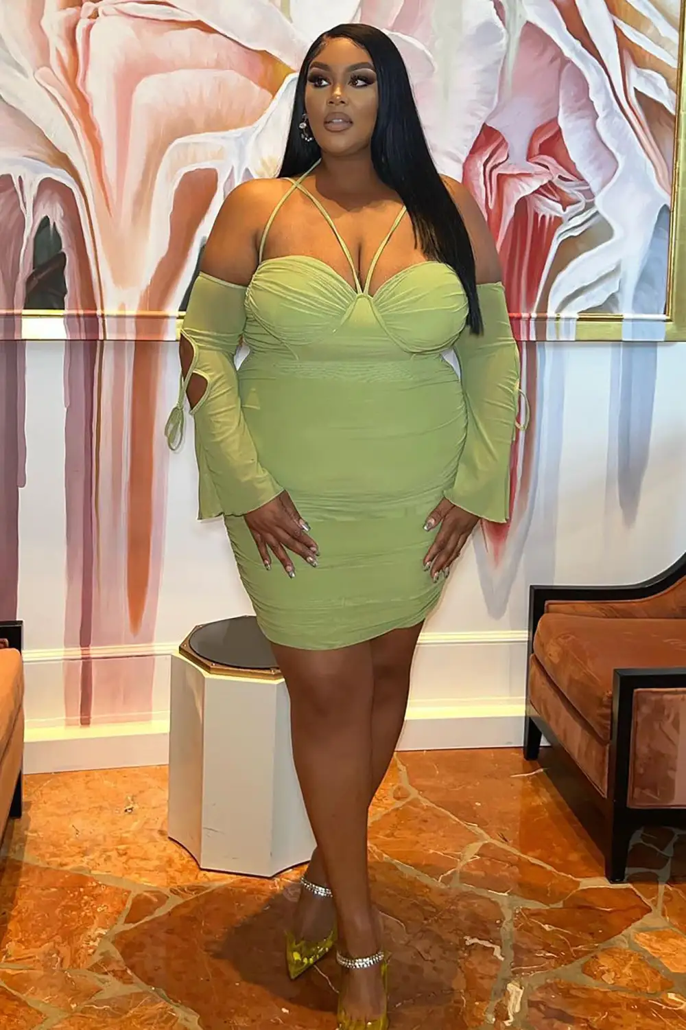 Demie Mini Dress - Chartreuse