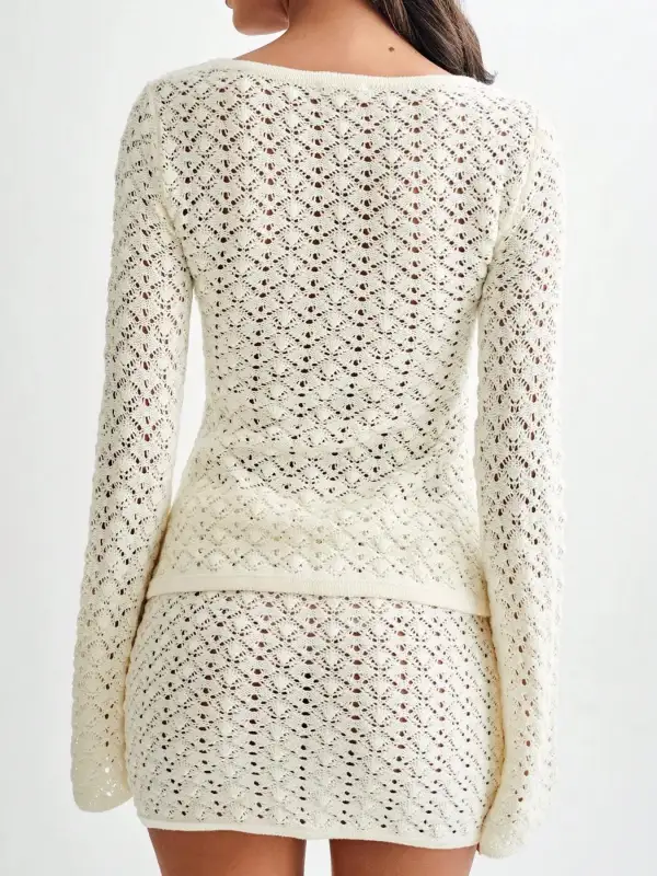 Button Front Crochet Coordinated Set