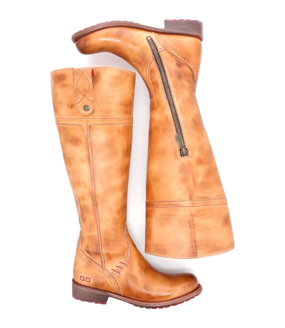 Women's Wide Calf Equestrian Lug Sole Leather Knee High Boots