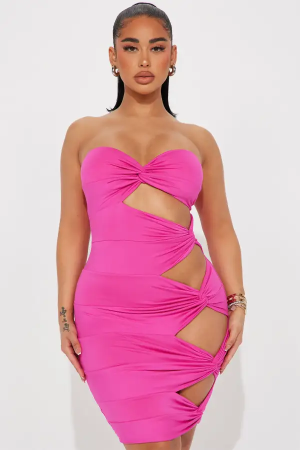 Forever Hot Midi Dress - Hot Pink