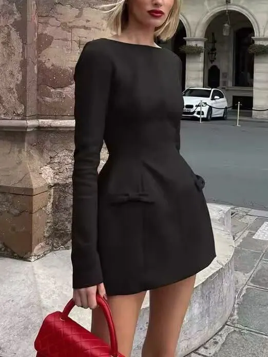 And Sophisticated Bow Elegant Mini Dress